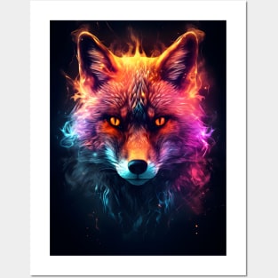 Colorful Fox Animal Neon Posters and Art